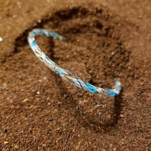 Murano Glass Bangle Bracelet, Blue, White, Black..